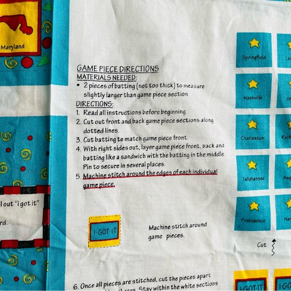 Fabric Panel Kidz on the Go Fifty Nifty States Games to Play Car Travel Children - Picture 7 of 7